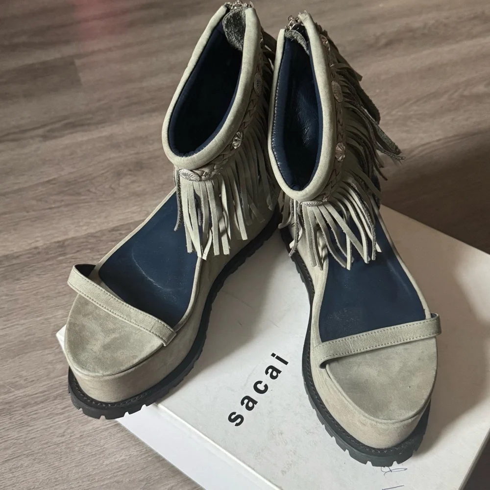 Sacai Platform Fringe Sandals Size 39 Fits Like US 8.5 - Picture 2 of 8